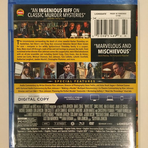 Lionsgate KNIVES OUT Blu-Ray & DVD Set - Picture 2 of 3